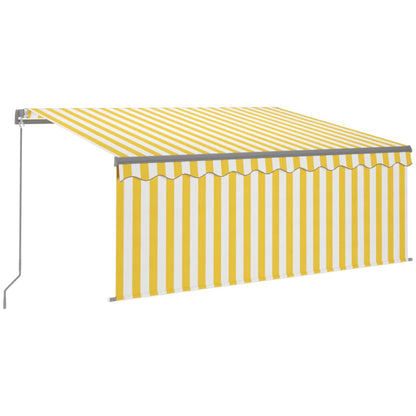 vidaXL Auvent manuel rétractable avec store 3,5x2,5 m Jaune et blanc