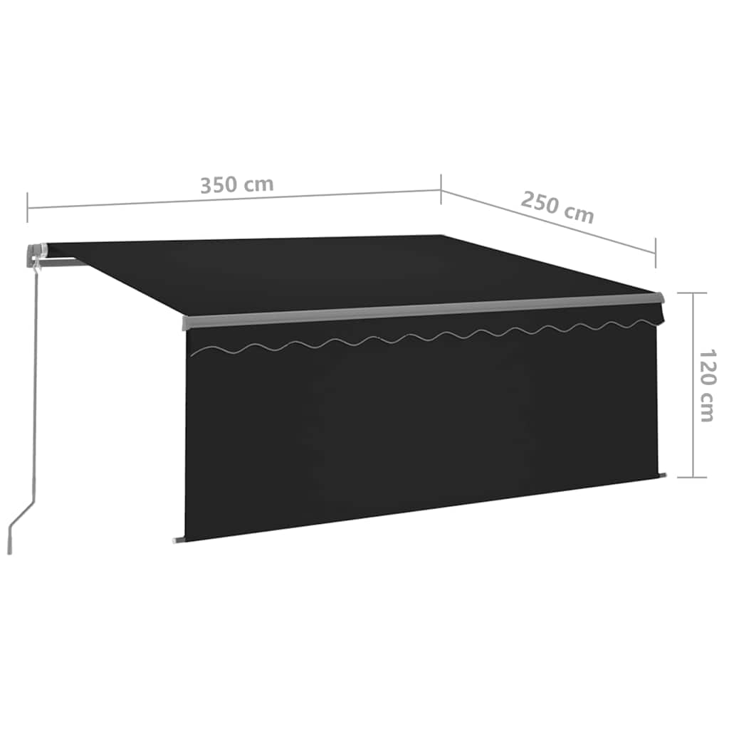 vidaXL Store banne manuel enroulable avec auvent 3,5x2,5 m Anthracite