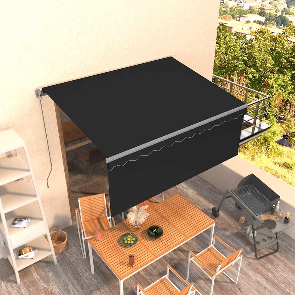 vidaXL Store banne manuel enroulable avec auvent 3,5x2,5 m Anthracite