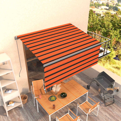vidaXL Store Banne Manuel Rétractable avec Lambrequin 3,5x2,5 m Orange et Marron