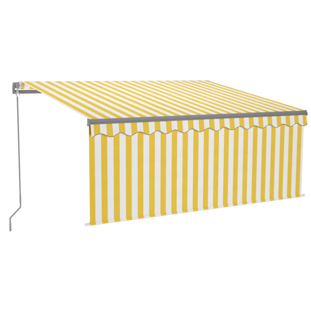 vidaXL Auvent manuel rétractable avec store enrouleur et LED 3,5x2,5 m Jaune Blanc