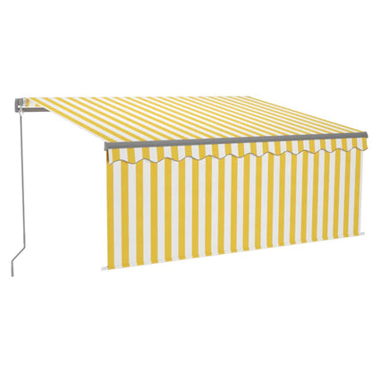 vidaXL Auvent manuel rétractable avec store enrouleur et LED 3,5x2,5 m Jaune Blanc