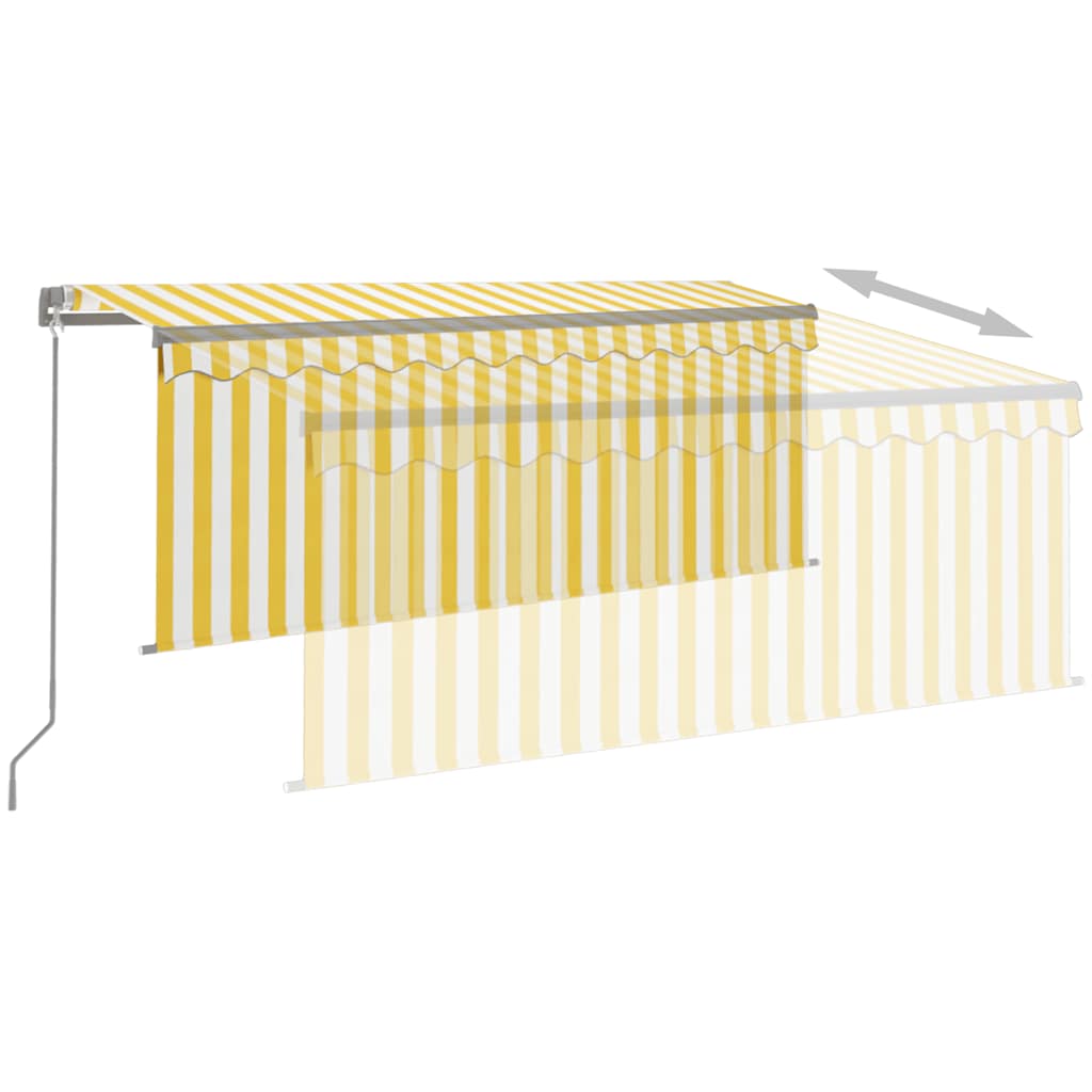 vidaXL Auvent manuel rétractable avec store enrouleur et LED 3,5x2,5 m Jaune Blanc
