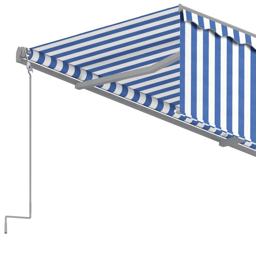 vidaXL Store banne rétractable automatique avec lambrequin 3,5x2,5 m Bleu et blanc