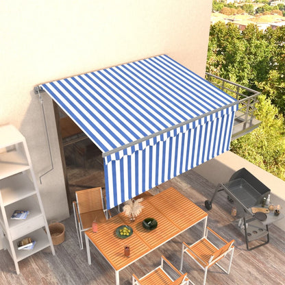 vidaXL Store banne rétractable automatique avec lambrequin 3,5x2,5 m Bleu et blanc