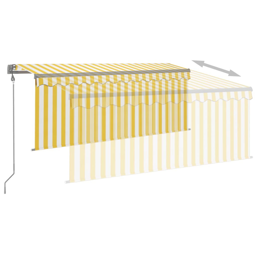vidaXL Store banne rétractable avec lambrequin 3,5x2,5 m jaune et blanc