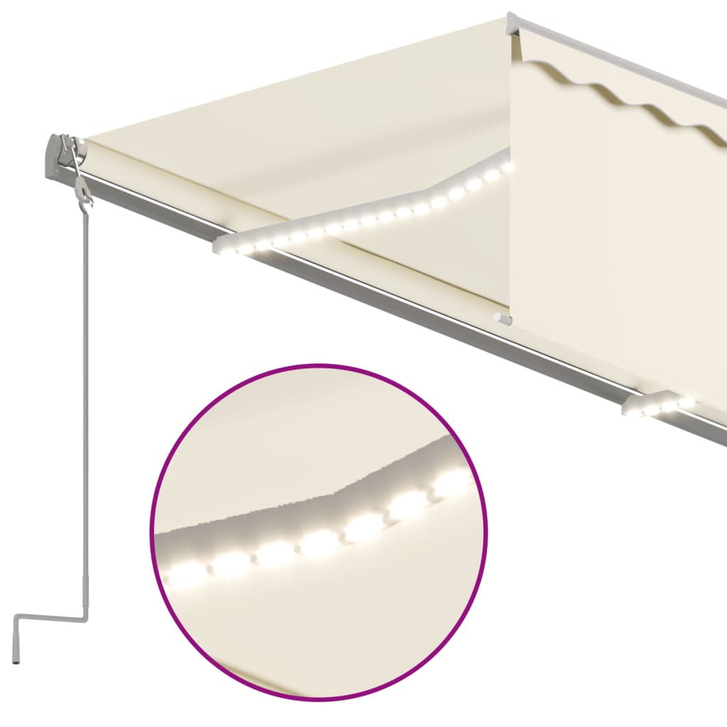 vidaXL Store banne automatique avec lambrequin LED et capteur de vent 3,5x2,5m Crème