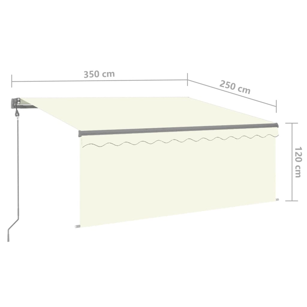 vidaXL Store banne automatique avec lambrequin LED et capteur de vent 3,5x2,5m Crème