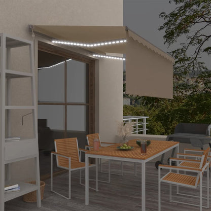 vidaXL Store banne automatique avec lambrequin LED et capteur de vent 3,5x2,5m Crème
