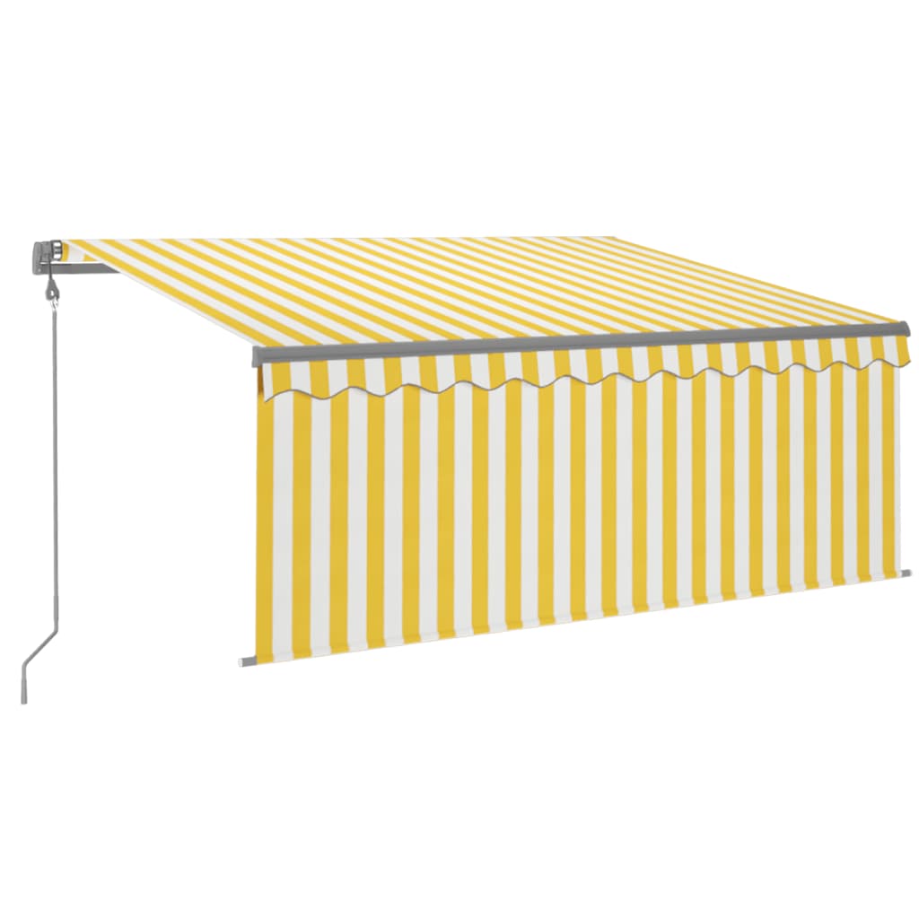 vidaXL Store banne motorisé avec store enrouleur et capteur de vent LED 3,5x2,5 m Jaune et Blanc
