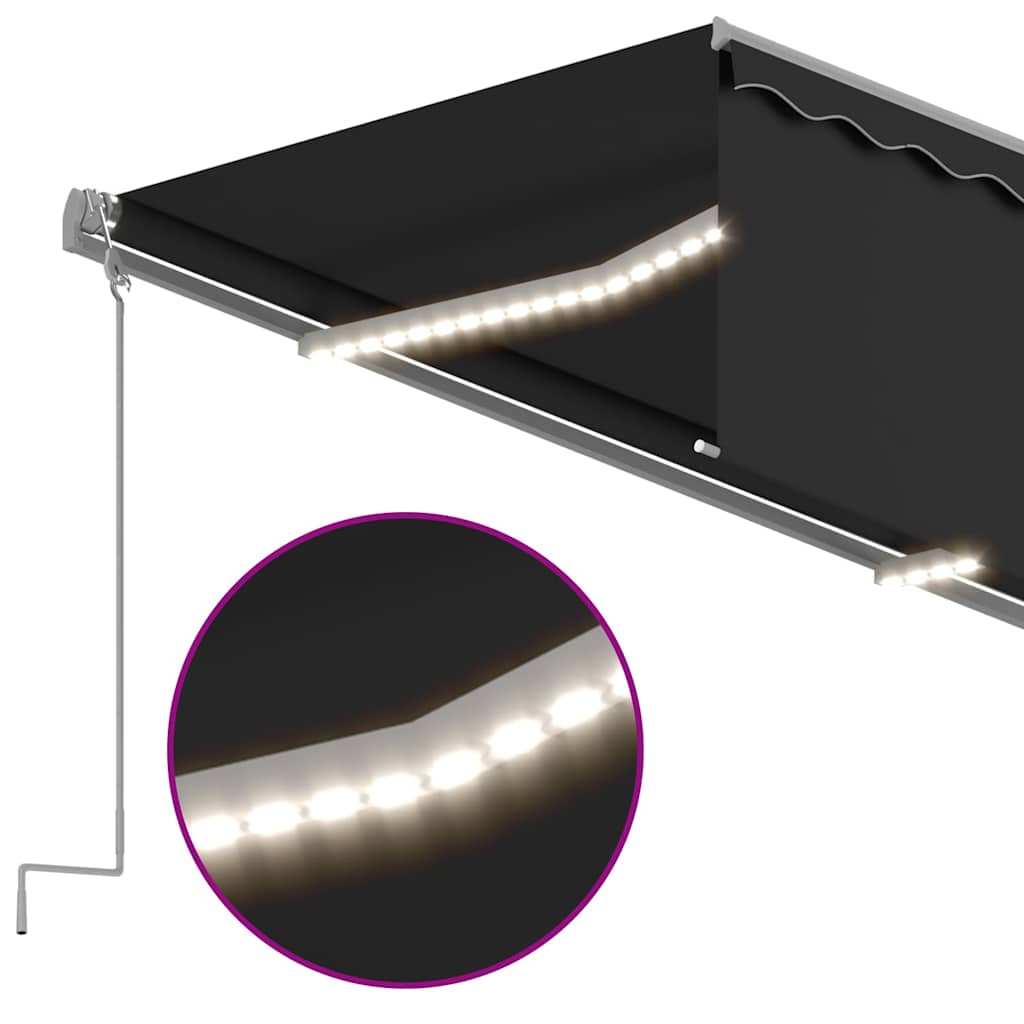 vidaXL Store Banne Automatique avec Store à LED Capteur de Vent 3,5x2,5 m Anthracite