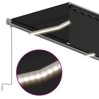 vidaXL Store Banne Automatique avec Store à LED Capteur de Vent 3,5x2,5 m Anthracite