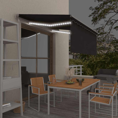 vidaXL Store Banne Automatique avec Store à LED Capteur de Vent 3,5x2,5 m Anthracite