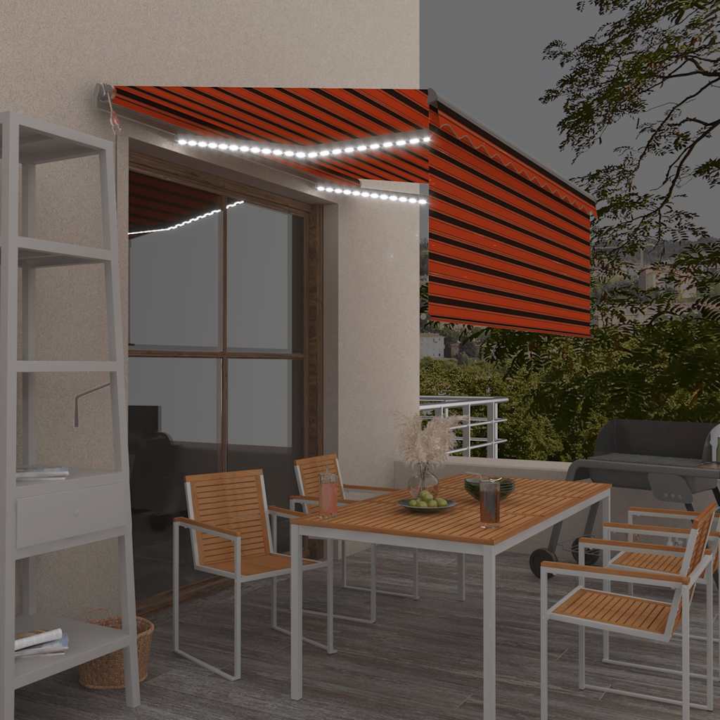 vidaXL Store banne automatique avec lambrequin et capteur de vent à LED 3,5x2,5 m