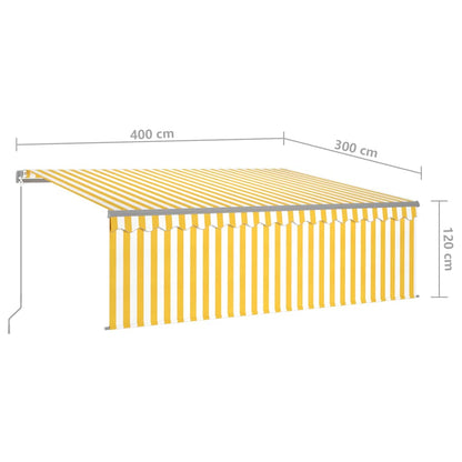 vidaXL Markise Manuell Einziehbar mit Rollo 4x3 m Gelb & Weiß