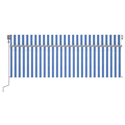 vidaXL Auvent rétractable avec lambrequin 4x3 m Bleu et blanc