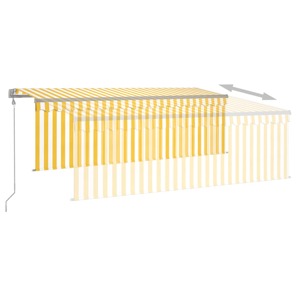 vidaXL Auvent rétractable automatique avec lambrequin 4x3 m Jaune et blanc