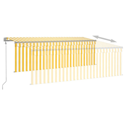 vidaXL Auvent rétractable automatique avec lambrequin 4x3 m Jaune et blanc