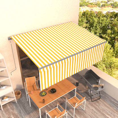 vidaXL Auvent rétractable automatique avec lambrequin 4x3 m Jaune et blanc