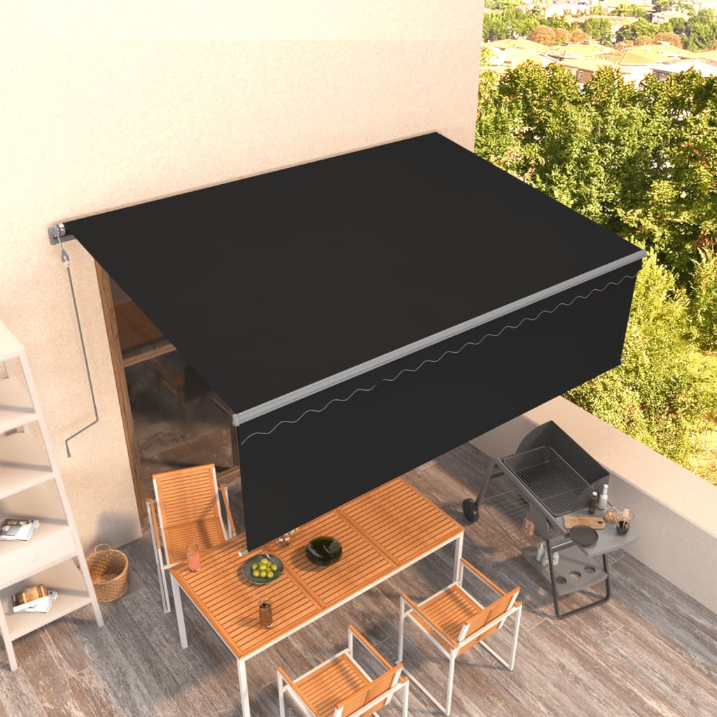 vidaXL Store banne rétractable automatique avec lambrequin 4x3 m Anthracite