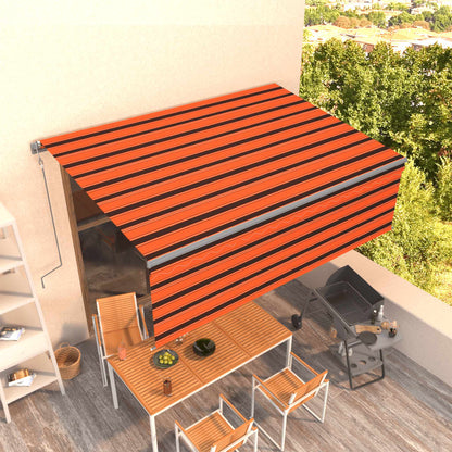 vidaXL Store banne rétractable automatique avec lambrequin 4x3 m orange et marron