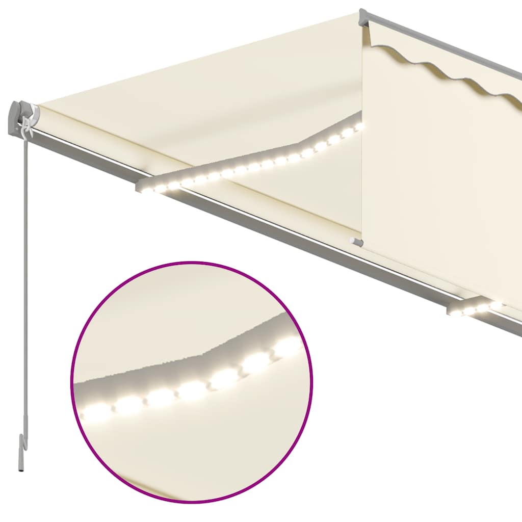 Store banne motorisé vidaXL avec lambrequin et éclairage LED, 4x3 m, crème