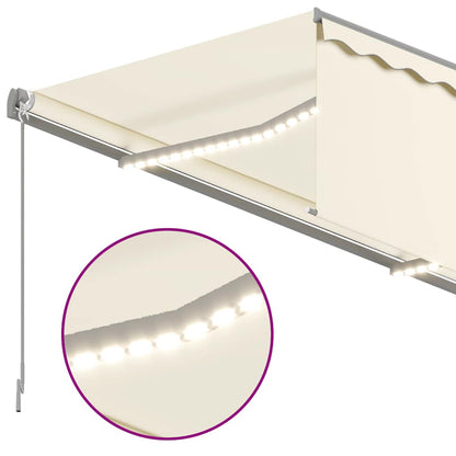 Store banne motorisé vidaXL avec lambrequin et éclairage LED, 4x3 m, crème
