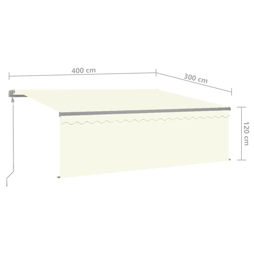Store banne motorisé vidaXL avec lambrequin et éclairage LED, 4x3 m, crème