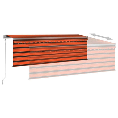 Store banne motorisé vidaXL avec store déroulant LED et capteur de vent 4x3 m orange et marron