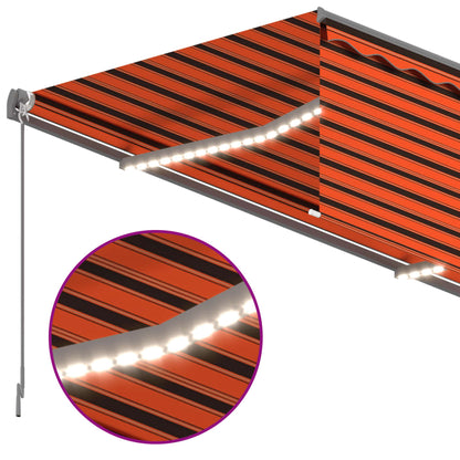 Store banne motorisé vidaXL avec store déroulant LED et capteur de vent 4x3 m orange et marron