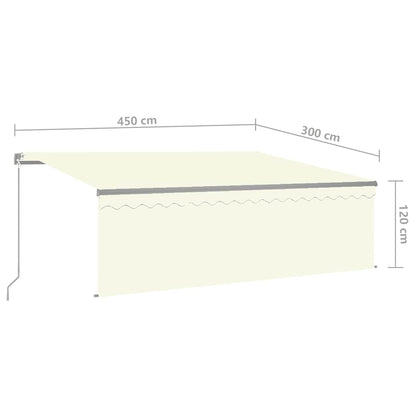 vidaXL Markise Manuell Einziehbar mit Rollo 4,5x3 m Creme
