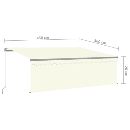 vidaXL Markise Manuell Einziehbar mit Rollo & LED 4,5x3 m Creme