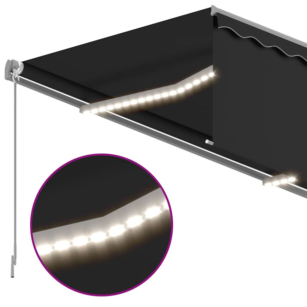 vidaXL Auvent Rétractable Manuel avec Store & LED 4,5x3 m Anthracite