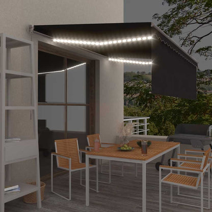 vidaXL Auvent Rétractable Manuel avec Store & LED 4,5x3 m Anthracite