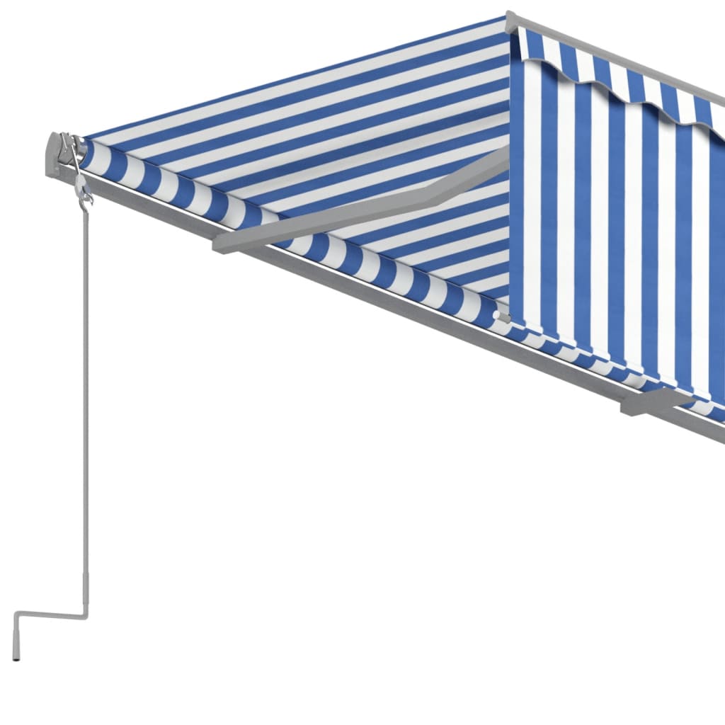 vidaXL Store banne rétractable automatique avec lambrequin 4,5x3 m bleu et blanc