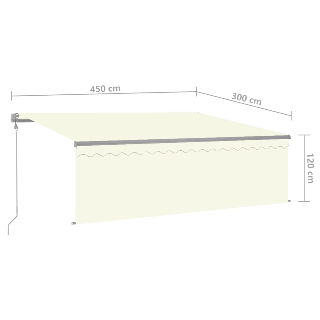 vidaXL Markise Automatisch Einziehbar mit Volant 4,5x3 m Creme