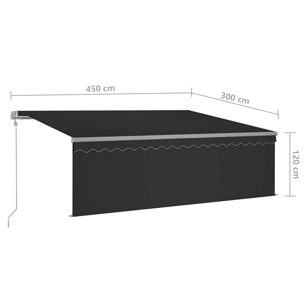 Store banne automatique vidaXL avec enrouleur, LED et capteur de vent 4,5x3 m anthracite