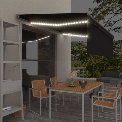 Store banne automatique vidaXL avec enrouleur, LED et capteur de vent 4,5x3 m anthracite