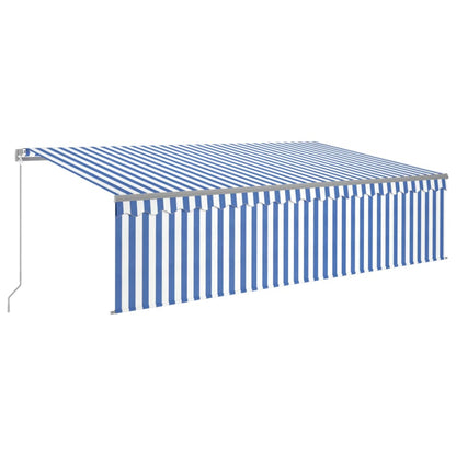 vidaXL Markise Manuell Einziehbar mit Rollo & LED 5x3 m Blau & Weiß