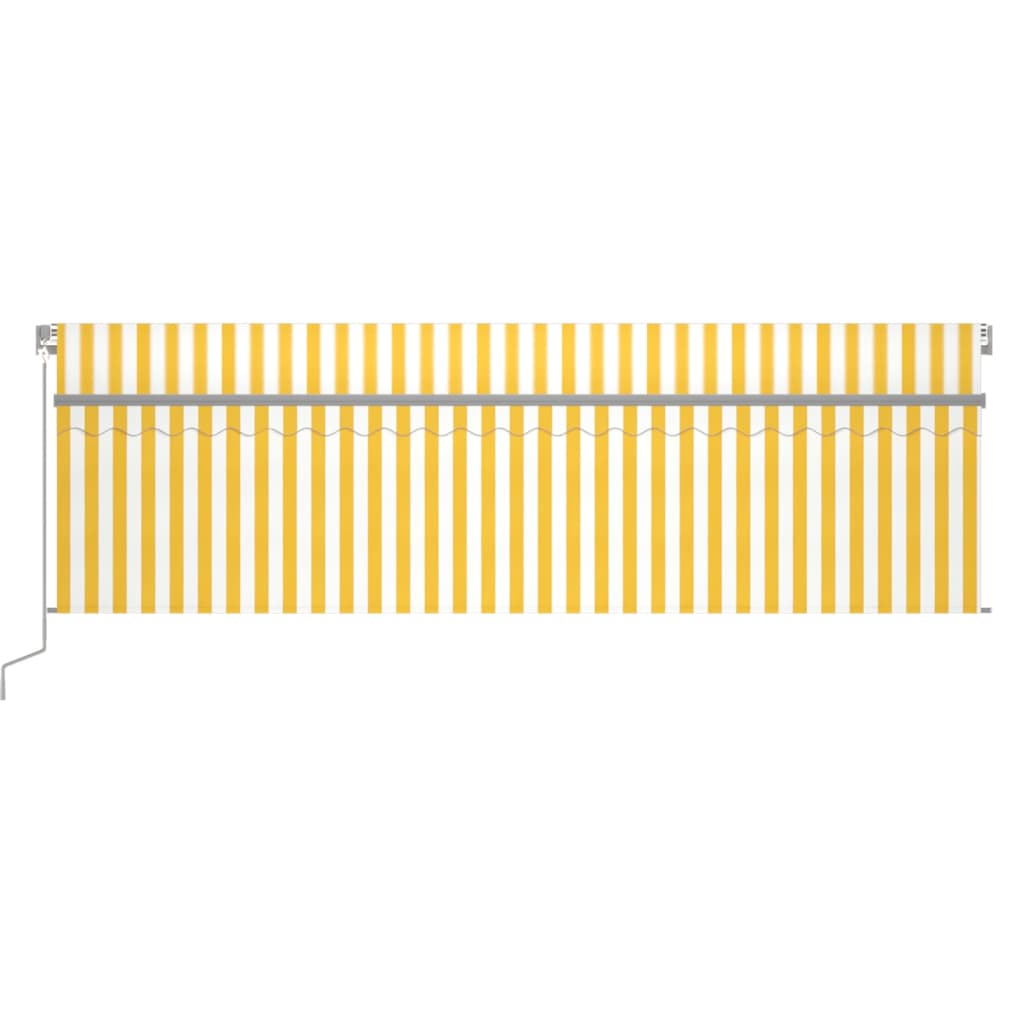vidaXL Markise Manuell Einziehbar mit Rollo & LED 5x3 m Gelb & Weiß