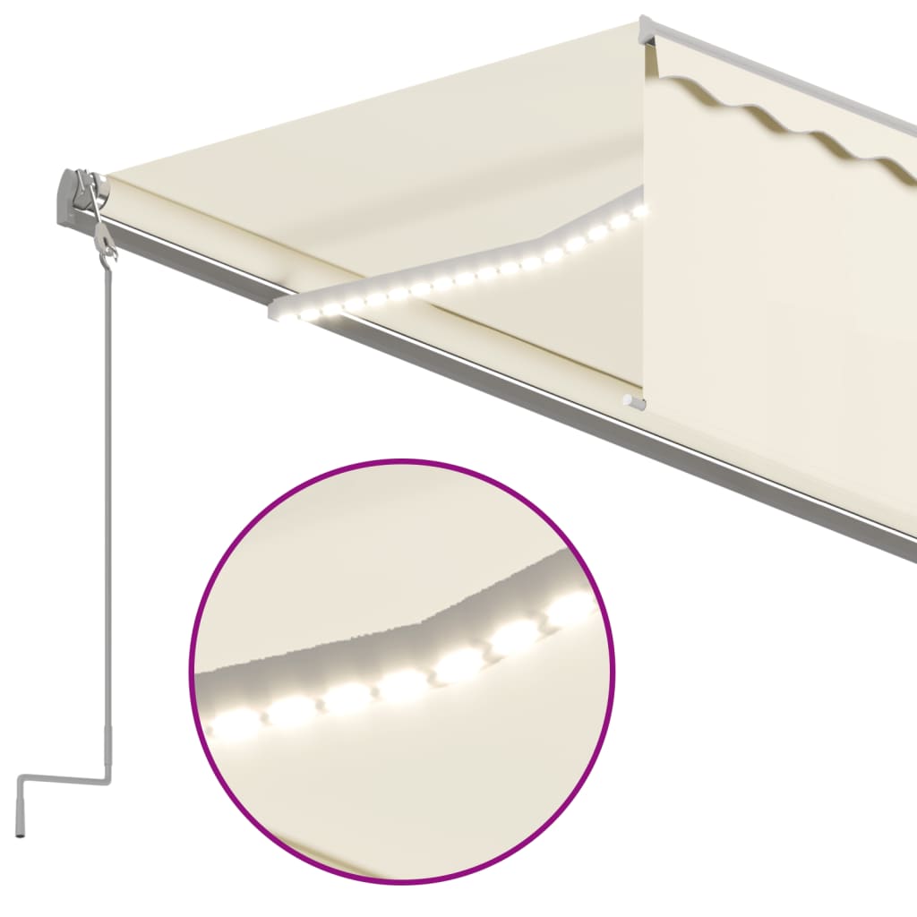vidaXL Markise Automatisch mit Rollo LED Windsensor 5x3 m Creme