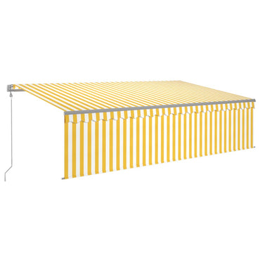 vidaXL Markise Automatisch mit Rollo LED Windsensor 5x3m Gelb Weiß