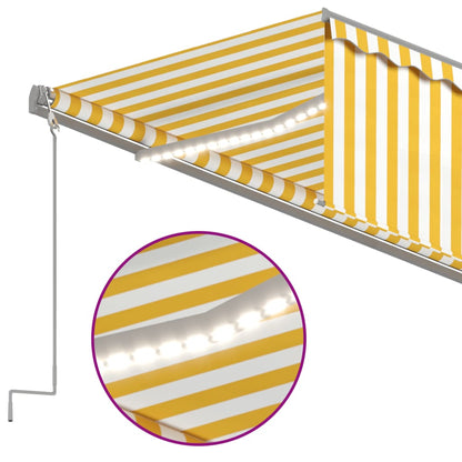 vidaXL Markise Automatisch mit Rollo LED Windsensor 5x3m Gelb Weiß