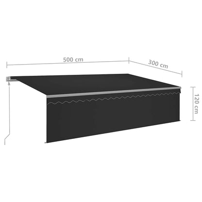 vidaXL Markise Automatisch mit Rollo LED Windsensor 5x3m Anthrazit