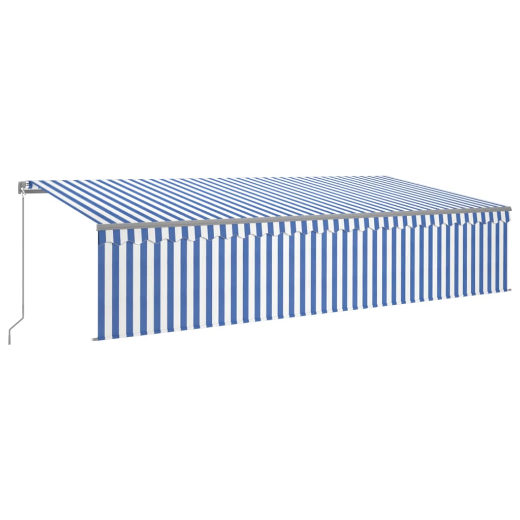 vidaXL Auvent Rétractable Manuellement avec Store Enrouleur 6x3 m Bleu et Blanc