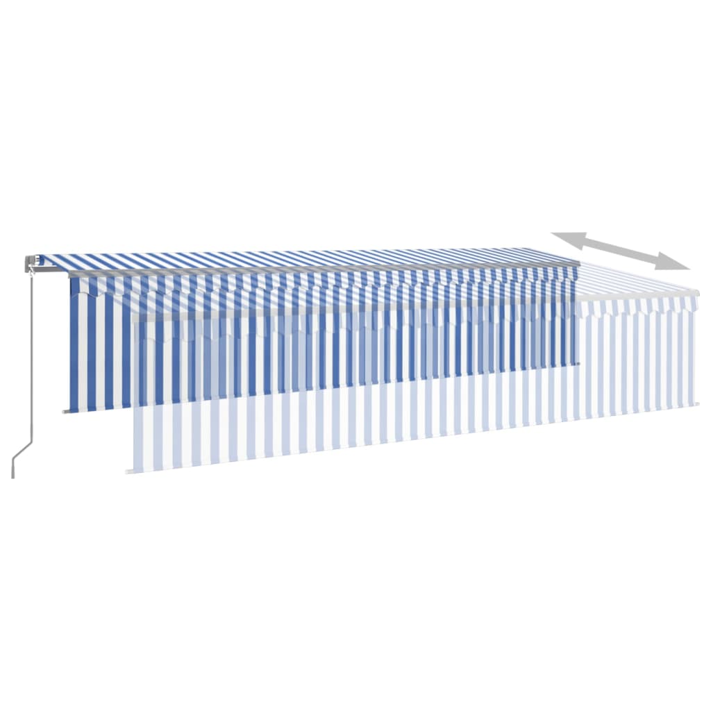 vidaXL Auvent Rétractable Manuellement avec Store Enrouleur 6x3 m Bleu et Blanc