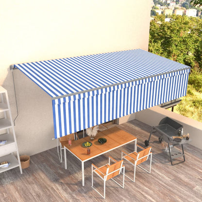 vidaXL Auvent Rétractable Manuellement avec Store Enrouleur 6x3 m Bleu et Blanc