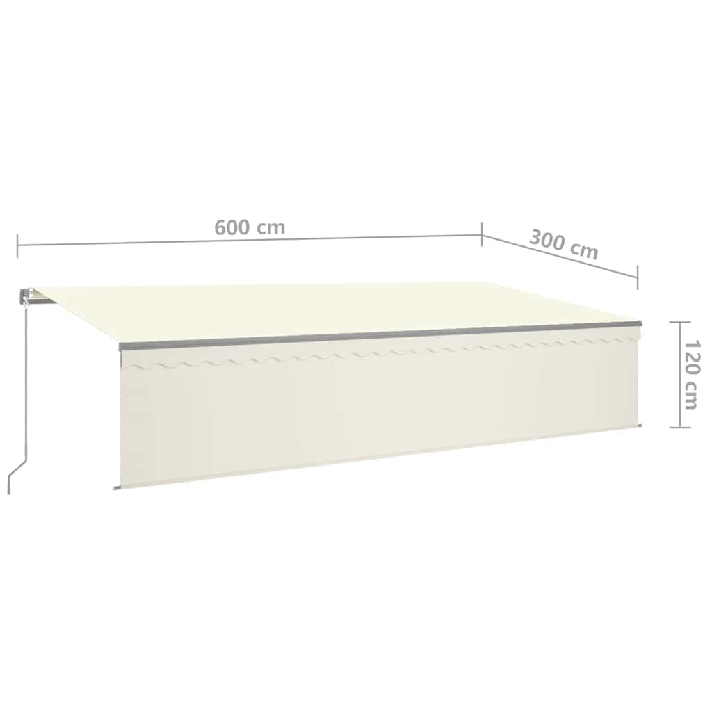 vidaXL Markise Manuell Einziehbar mit Rollo 6x3 m Creme