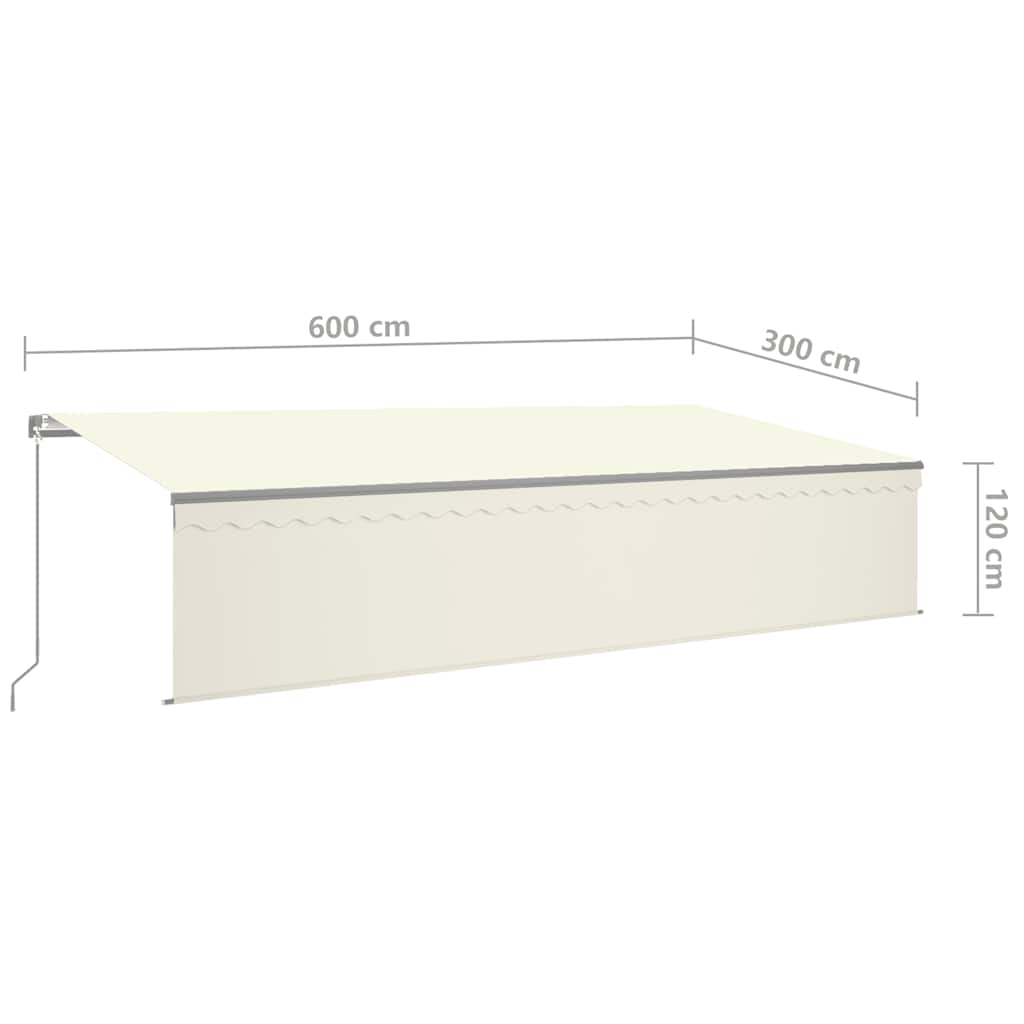 vidaXL Markise Manuell Einziehbar mit Rollo & LED 6x3 m Creme
