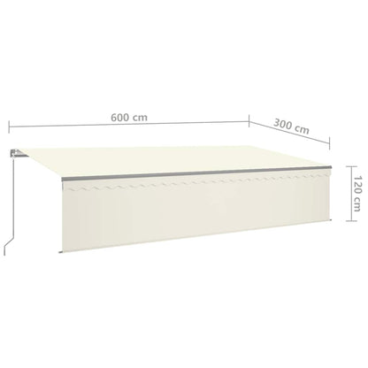 vidaXL Markise Manuell Einziehbar mit Rollo & LED 6x3 m Creme